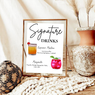 Minimalist Calligraphy Signature Drink wedding sig Poster
