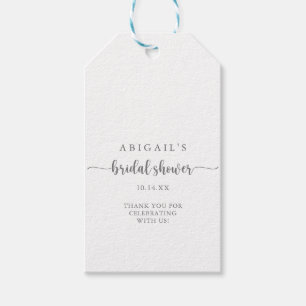 Minimalist Calligraphy Silver Bridal Shower  Gift Tags