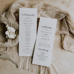 Minimalist Calligraphy Silver Wedding Program Programme