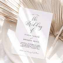 Minimalist Calligraphy Simple Wedding Invitation