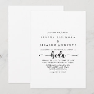 Minimalist Calligraphy Spanish Wedding Invitation