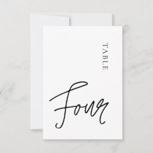 Minimalist Calligraphy Table Four Table Number
