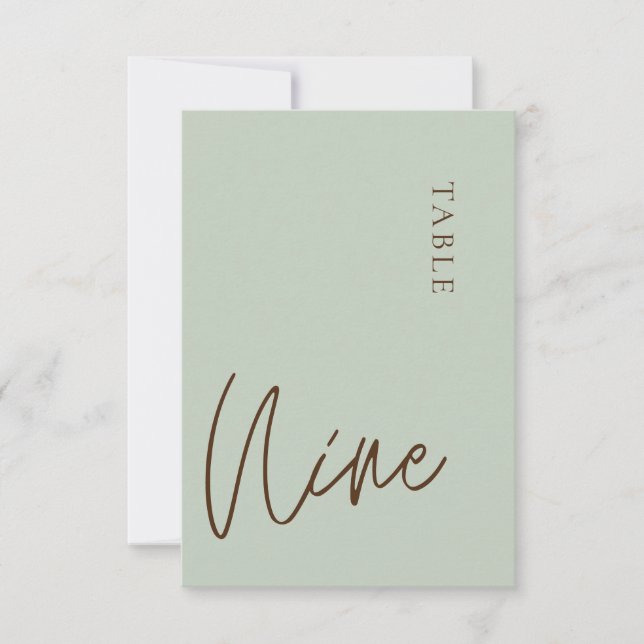 Minimalist Calligraphy Table nine Table Number (Front)