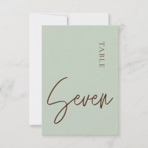Minimalist Calligraphy Table seven Table Number
