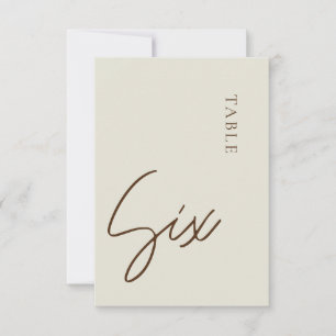 Minimalist Calligraphy Table six Table Number