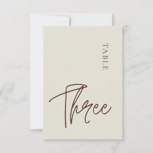 Minimalist Calligraphy Table Three Table Number