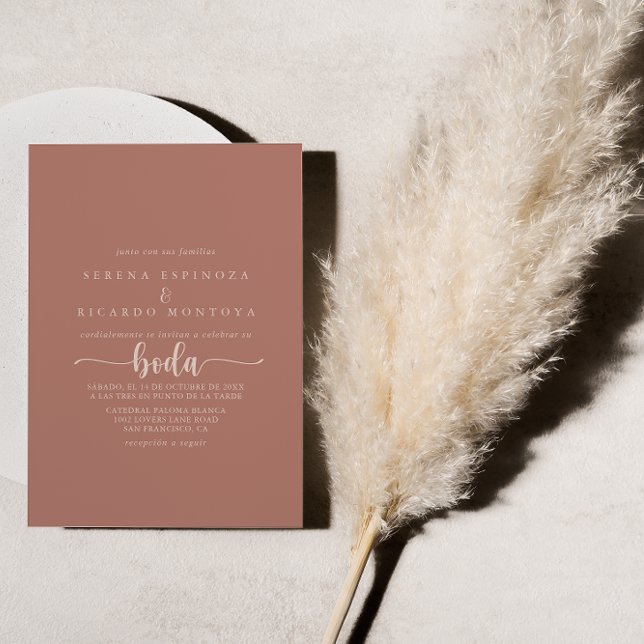 Minimalist Calligraphy Terracotta Boda Wedding  Invitation (Creator Uploaded)