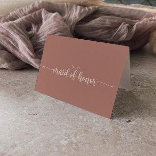 Minimalist Calligraphy Terracotta Bridal Party Thank You Card