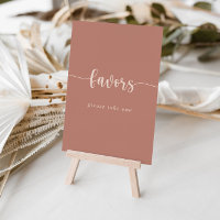 Minimalist Calligraphy Terracotta Favours Sign