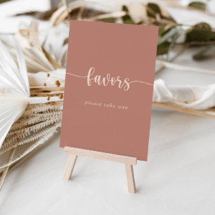 Minimalist Calligraphy Terracotta Favours Sign