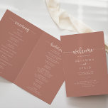Minimalist Calligraphy Terracotta Folded Wedding  Programme<br><div class="desc">This minimalist calligraphy terracotta folded wedding program is perfect for a rustic wedding. The simple and elegant design features classic and fancy script typography. 

Include a quote or short message,  order of service,  wedding party and thank you message.</div>