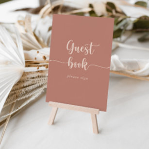 Minimalist Calligraphy Terracotta Guest Book Sign