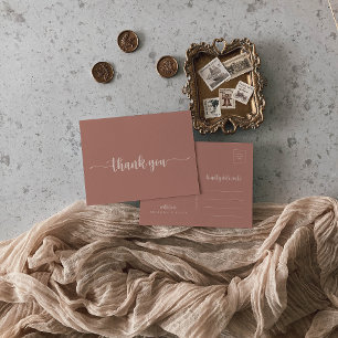 Minimalist Calligraphy Terracotta Thank You  Postcard