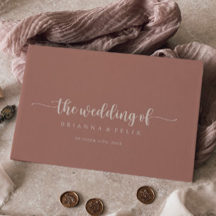 Minimalist Calligraphy Terracotta Wedding Guest Book