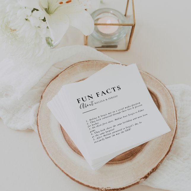 Minimalist Calligraphy Trivia Fun Facts Wedding  Napkin (Creator Uploaded)