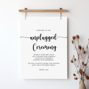 Minimalist Calligraphy Unplugged Ceremony Sign