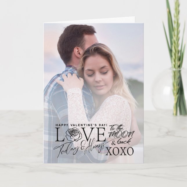 Minimalist Calligraphy Valentine  Custom Photo Card (Front)