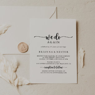 Minimalist Calligraphy We Do Again Vow Renewal  Invitation