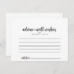 Minimalist Calligraphy Wedding Advice Card<br><div class="desc">This minimalist calligraphy wedding advice card is perfect for a modern wedding. The simple and elegant design features classic and fancy script typography in black and white.These cards are perfect for a wedding, bridal shower, baby shower, graduation party & more. Personalise the cards with the names of the bride and...</div>