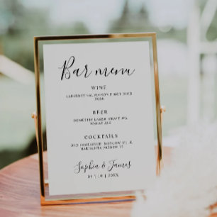 Minimalist Calligraphy  Wedding Bar Menu Sign Invitation