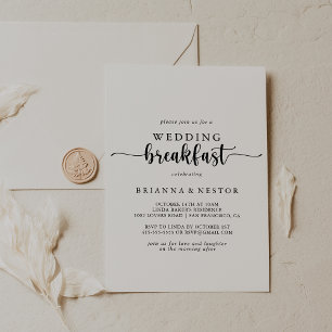 Minimalist Calligraphy Wedding Breakfast  Invitation