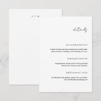 Minimalist Calligraphy Wedding Details Card