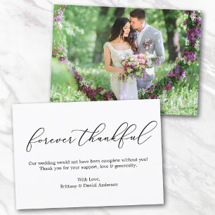 Minimalist Calligraphy Wedding Forever Thankful Card