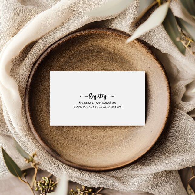 Minimalist Calligraphy Wedding Gift Registry  Enclosure Card (Creator Uploaded)