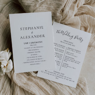 Minimalist Calligraphy Wedding program