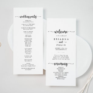 Minimalist Calligraphy Wedding Program Programme