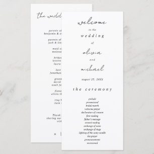 Minimalist Calligraphy Wedding Program Programme