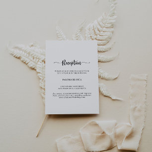 Minimalist Calligraphy Wedding Reception  Enclosure Card