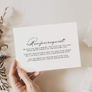 Minimalist Calligraphy Wedding Recipe Request  Enclosure Card