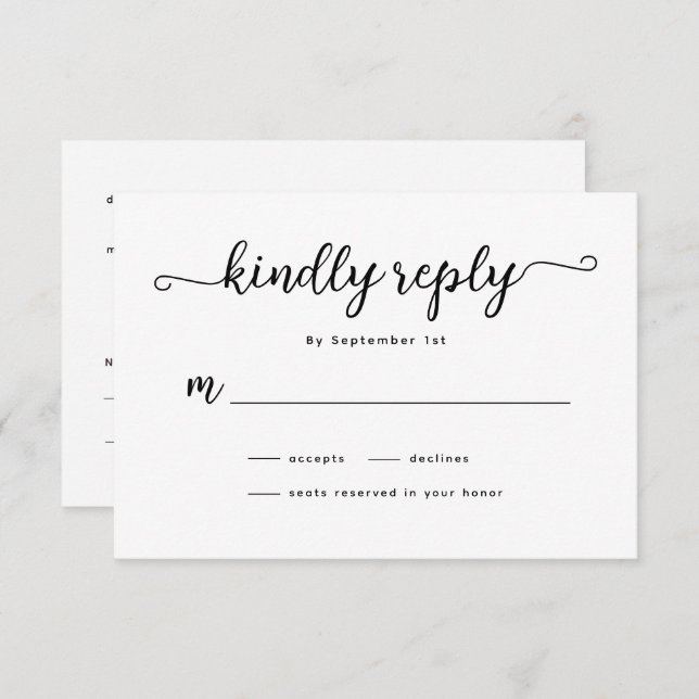 Minimalist Calligraphy Wedding RSVP Card (Front/Back)
