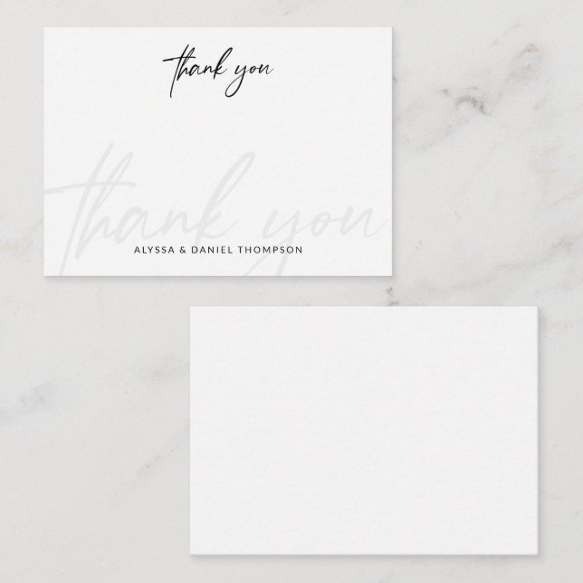 Minimalist Calligraphy Wedding Simple thank  Card (Front/Back)