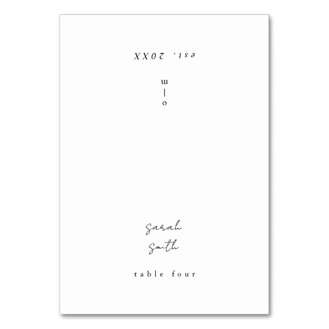 Minimalist Calligraphy Wedding Table Place Card (Front)