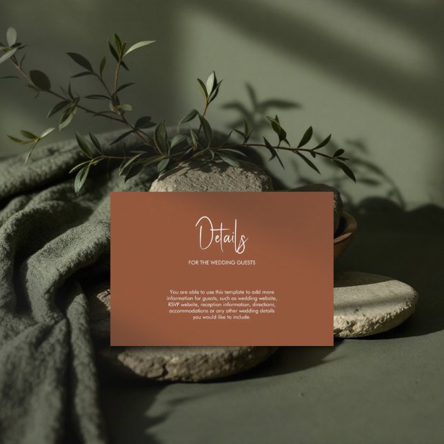 Minimalist calligraphy wedding terracotta  enclosure card (Creator Uploaded)