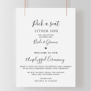 Minimalist Calligraphy Wedding Unplugged Ceremony  Poster