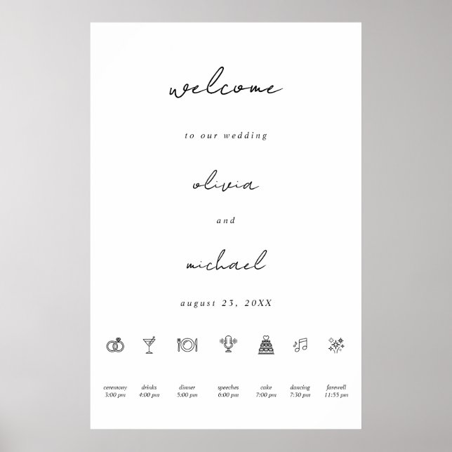 Minimalist Calligraphy Wedding Welcome Poster (Front)
