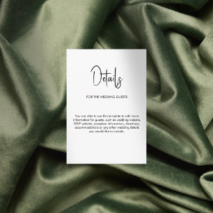 Minimalist calligraphy wedding white enclosure card