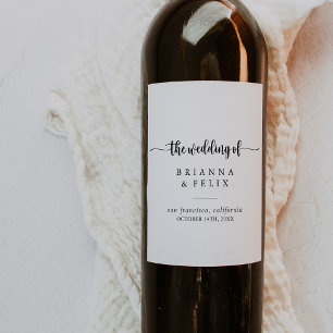 Minimalist Calligraphy Wedding Wine Labels