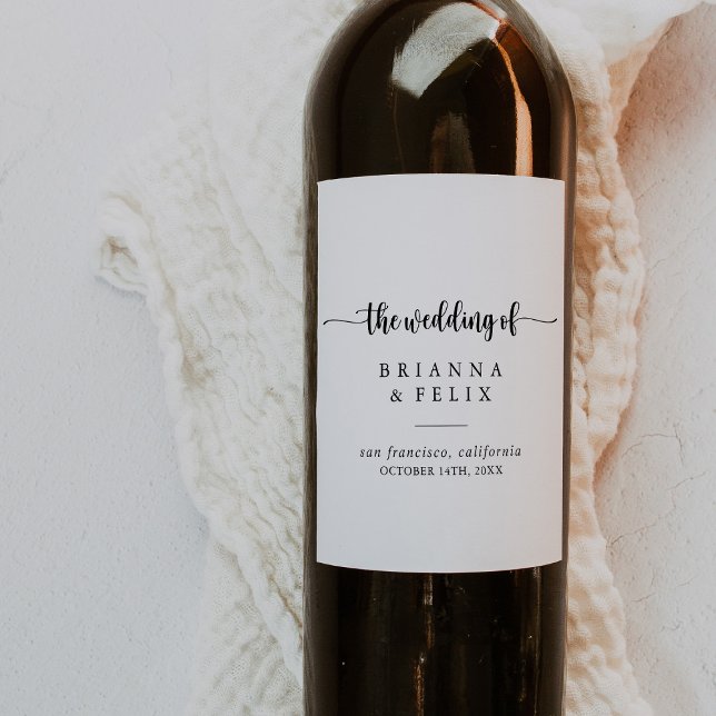 Minimalist Calligraphy Wedding Wine Labels (Creator Uploaded)