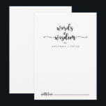 Minimalist Calligraphy Wedding Words of Wisdom  Advice Card<br><div class="desc">This minimalist calligraphy wedding words of wisdom advice card is perfect for a rustic wedding. The simple and elegant design features classic and fancy script typography in black and white. These cards are perfect for a wedding, bridal shower, baby shower, graduation party & more. Personalise the cards with the names...</div>