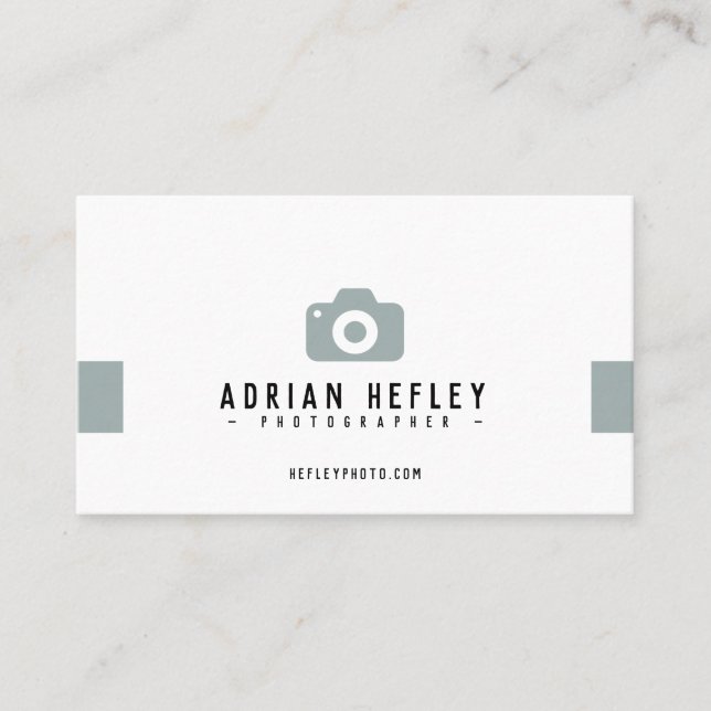 Minimalist Camera Photographer Mint Two Side Business Card (Front)