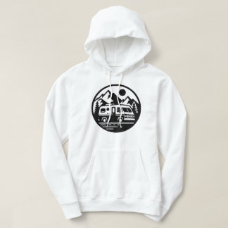 Minimalist Camper Van Adventure Mountain Landscape Hoodie