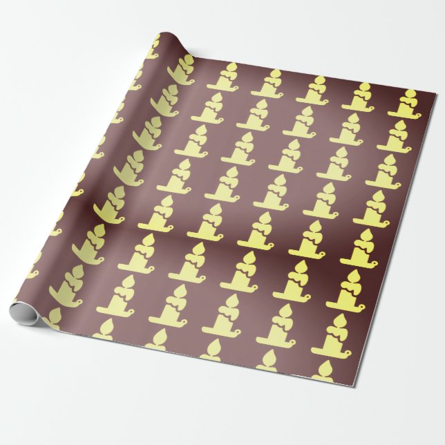 Minimalist Candle Pattern on Brown Background Wrapping Paper (Unrolled)