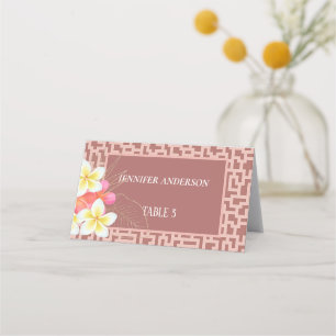 Minimalist Candlelight Peach Floral Wedding Place Card