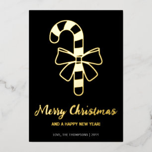 Minimalist Candy Cane With A Bow On Black