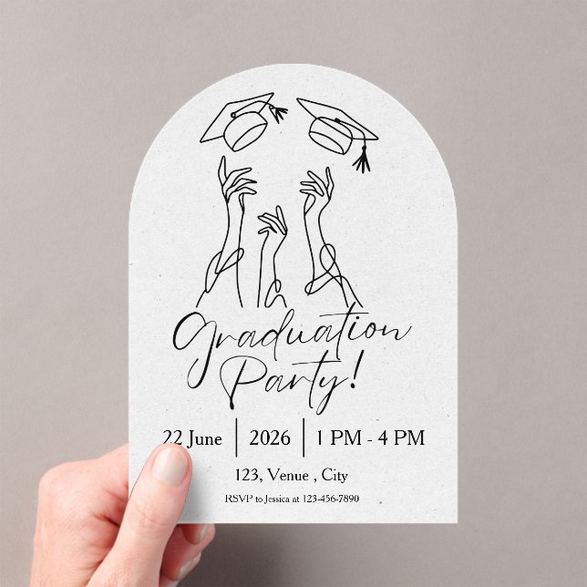 Minimalist Cap Graduation Party Acrylic Invitations (Insitu (Handheld))