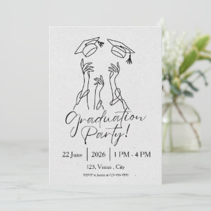 Minimalist Cap Graduation Party Invitation